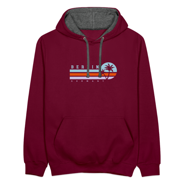 Berlin, Germany - Kontrast Hoodie - Weinrot/Anthrazit