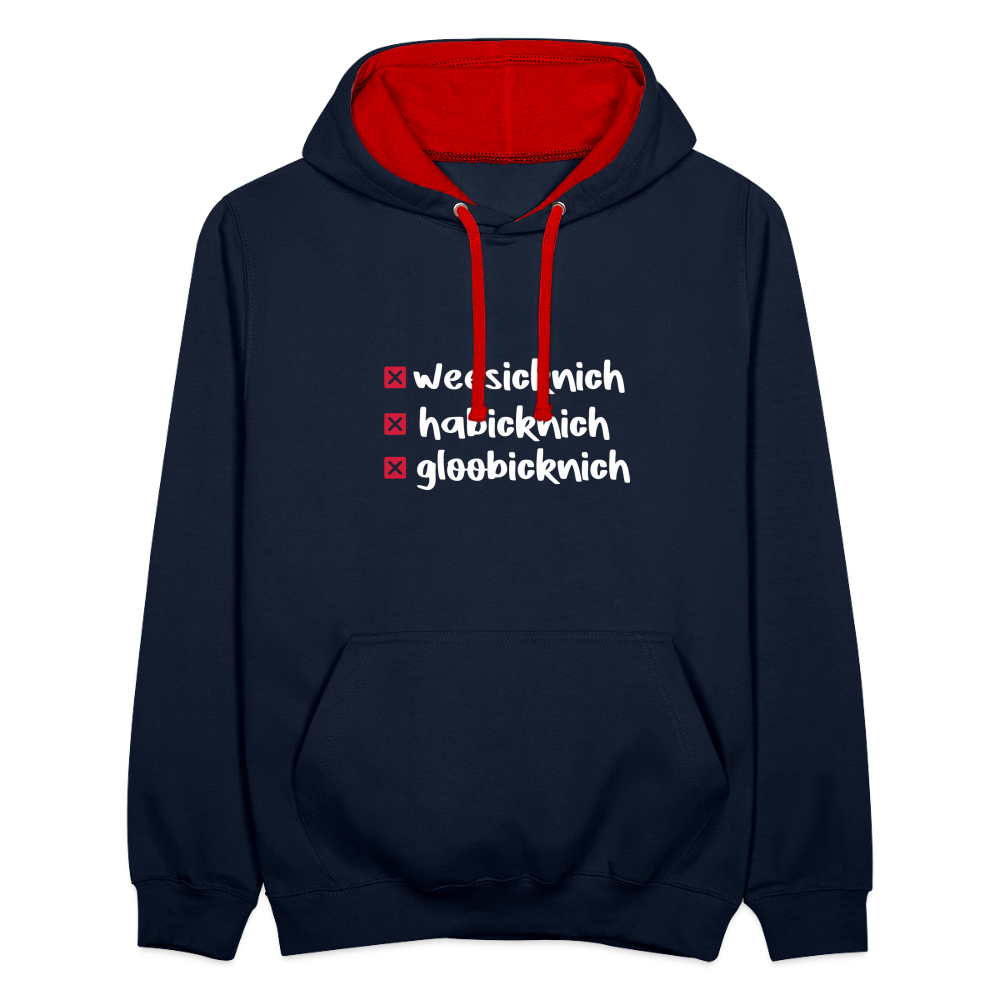 weesicknich, habicknich, gloobicknich - Kontrast Hoodie - Navy/Rot