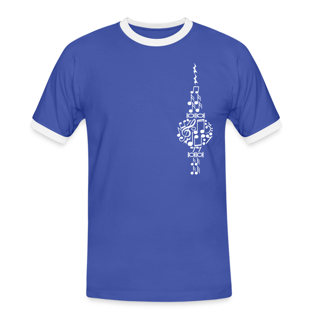 Fernsehturm der Noten - Männer Ringer T-Shirt - Blau/Weiß