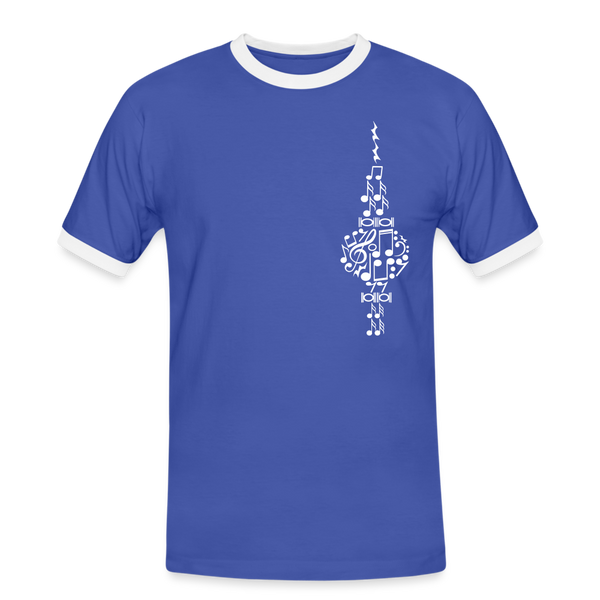 Fernsehturm der Noten - Männer Ringer T-Shirt - Blau/Weiß