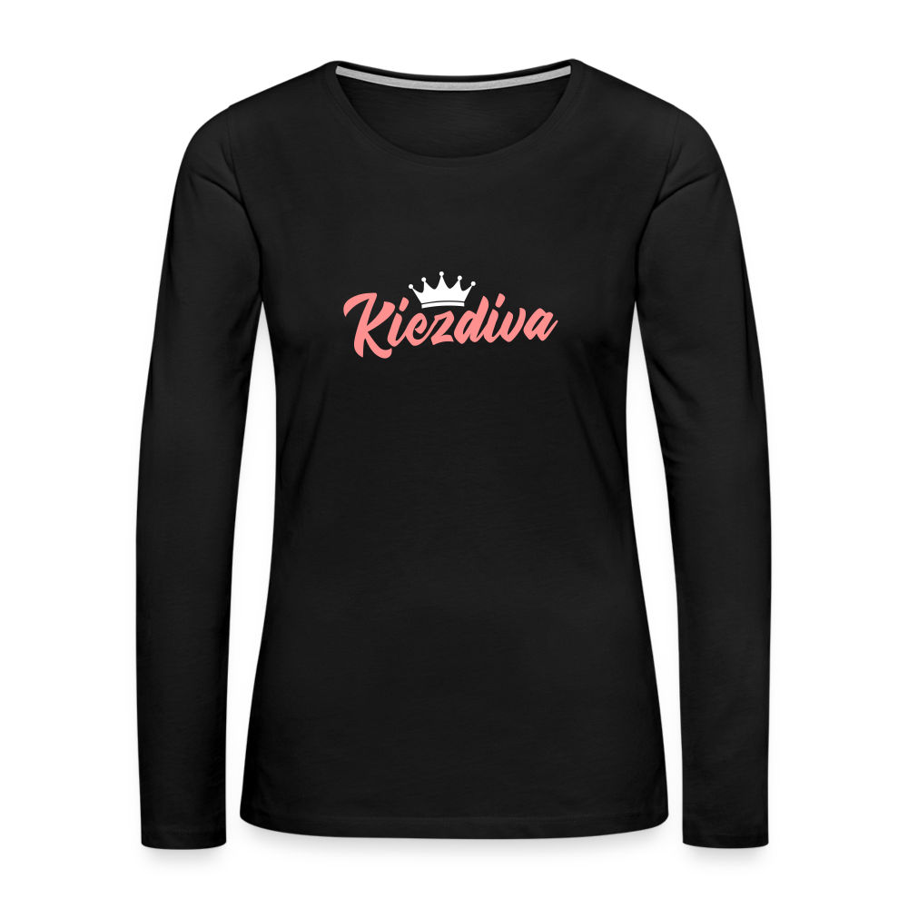 Kiezdiva - Frauen Premium Langarmshirt - Schwarz