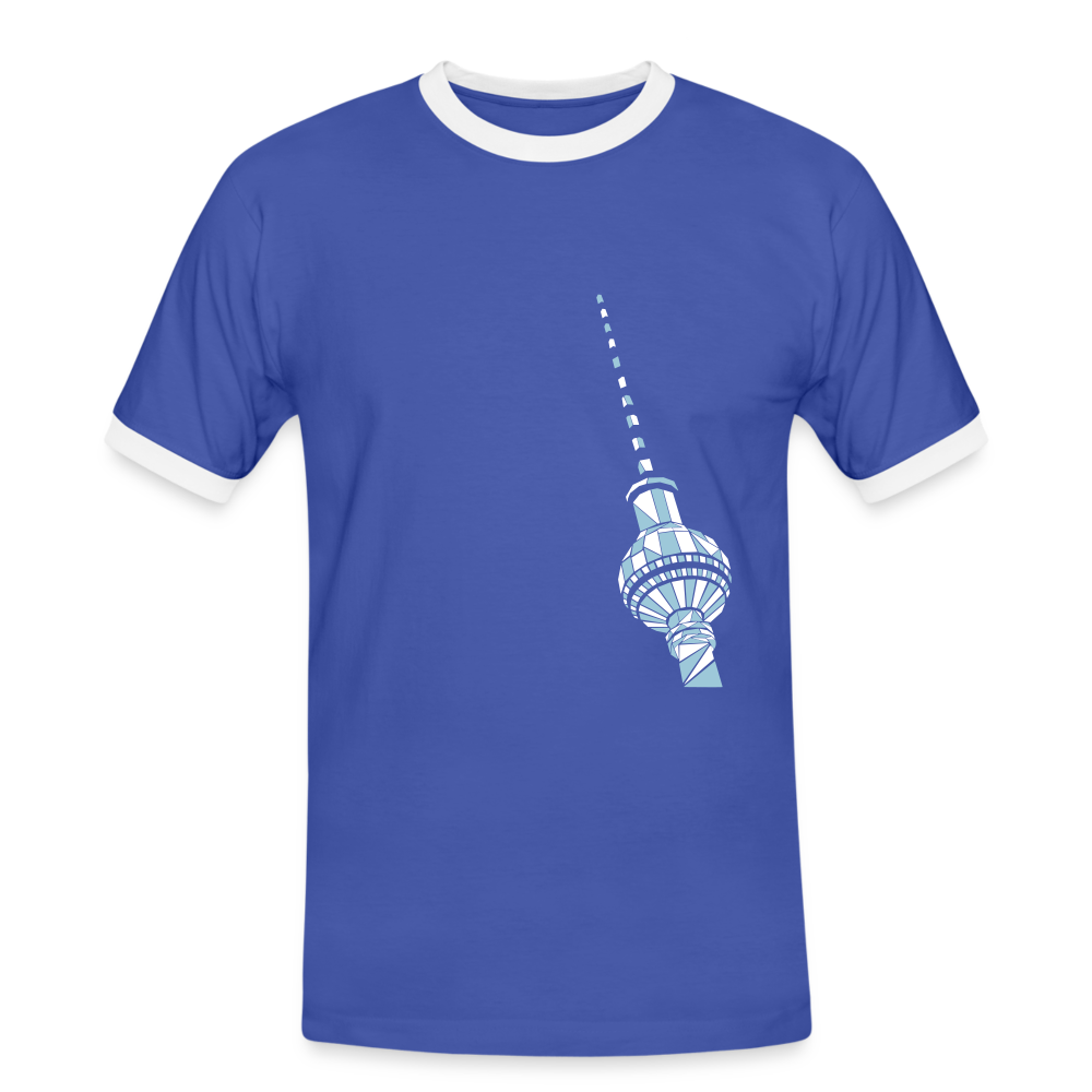 Fernsehturm Geometrie - Männer Ringer T-Shirt - Blau/Weiß