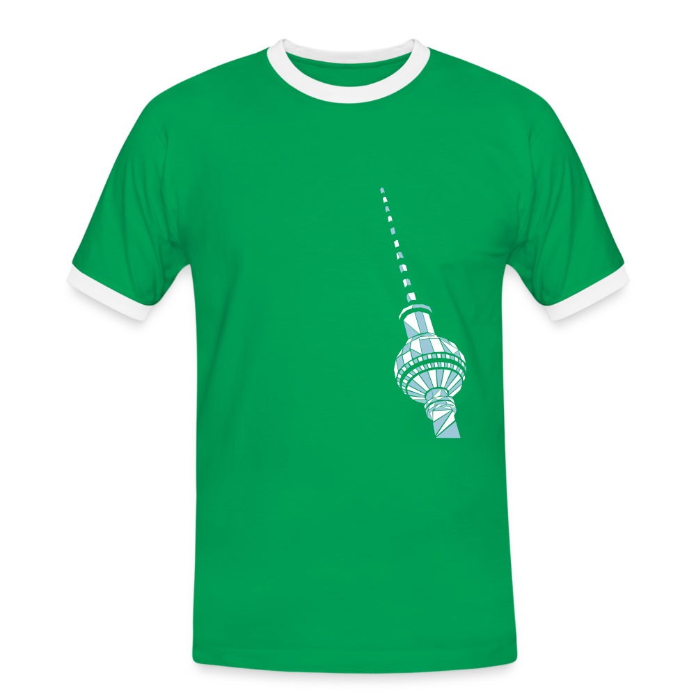 Fernsehturm Geometrie - Männer Ringer T-Shirt - Kelly Green/Weiß