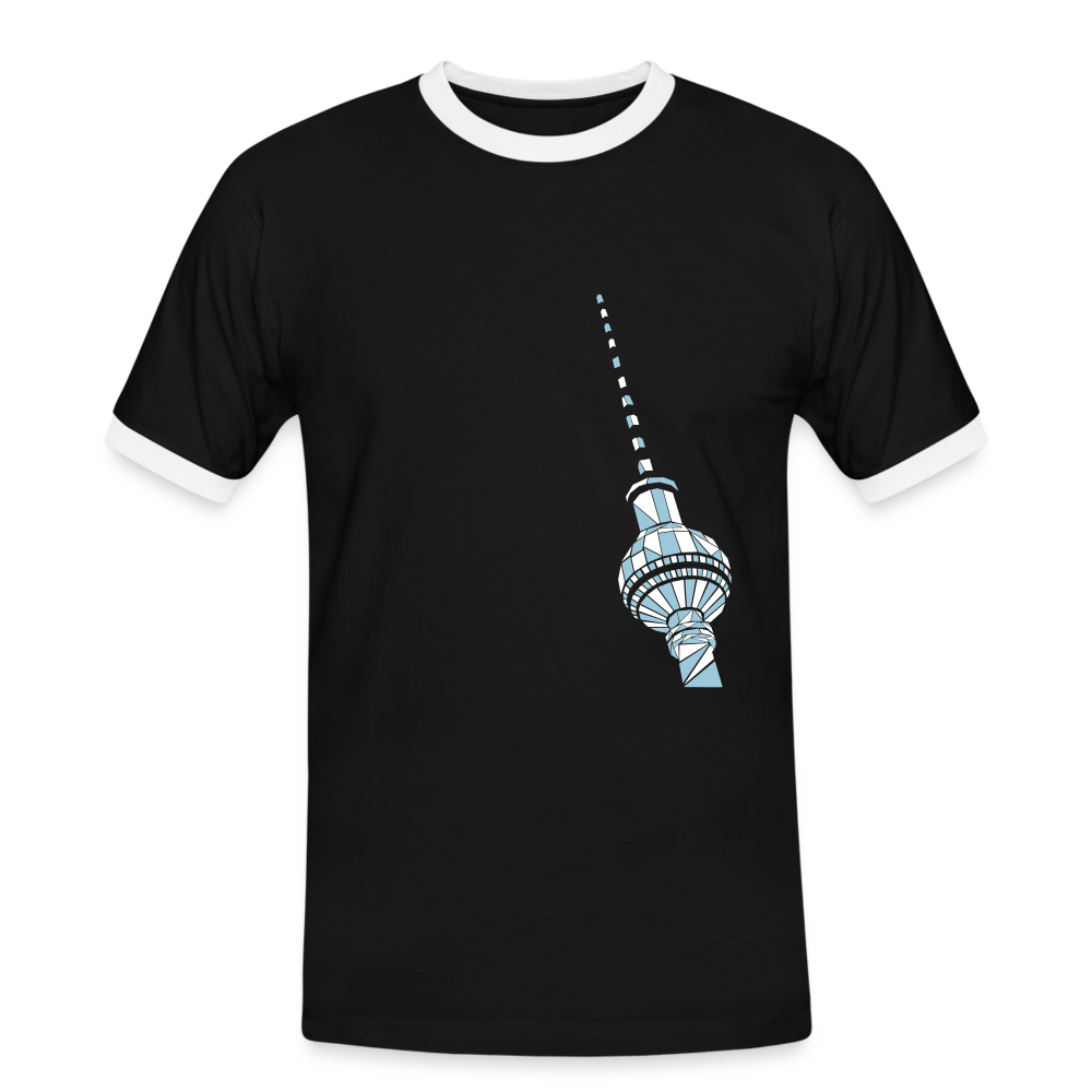 Fernsehturm Geometrie - Männer Ringer T-Shirt - Schwarz/Weiß
