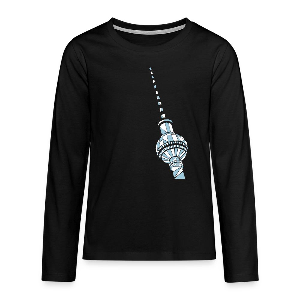 Fernsehturm Geometrie - Teenager Langarmshirt - Schwarz