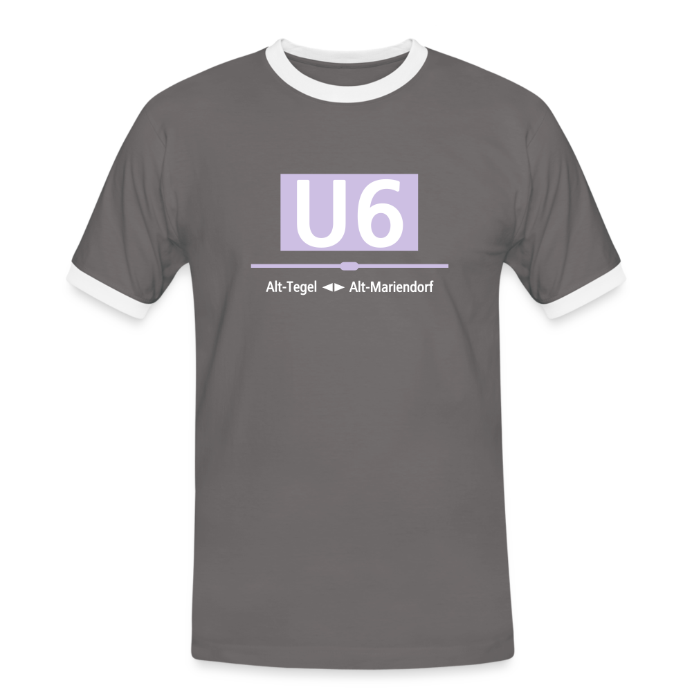 U6 - Männer Ringer T-Shirt - Dunkelgrau/Weiß