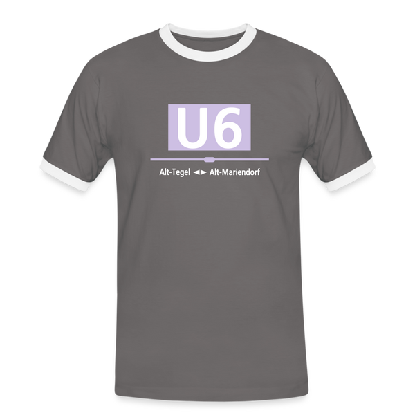 U6 - Männer Ringer T-Shirt - Dunkelgrau/Weiß