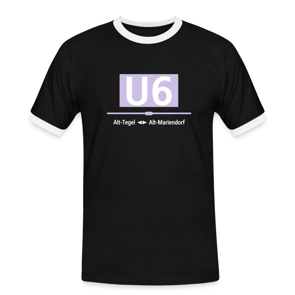 U6 - Männer Ringer T-Shirt - Schwarz/Weiß
