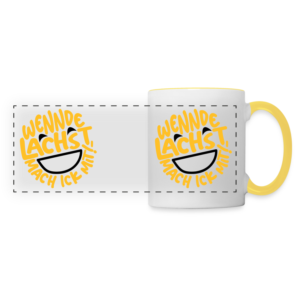 Wennde lachst, mach ick mit! - Tasse zweifarbig - Weiß/Gelb