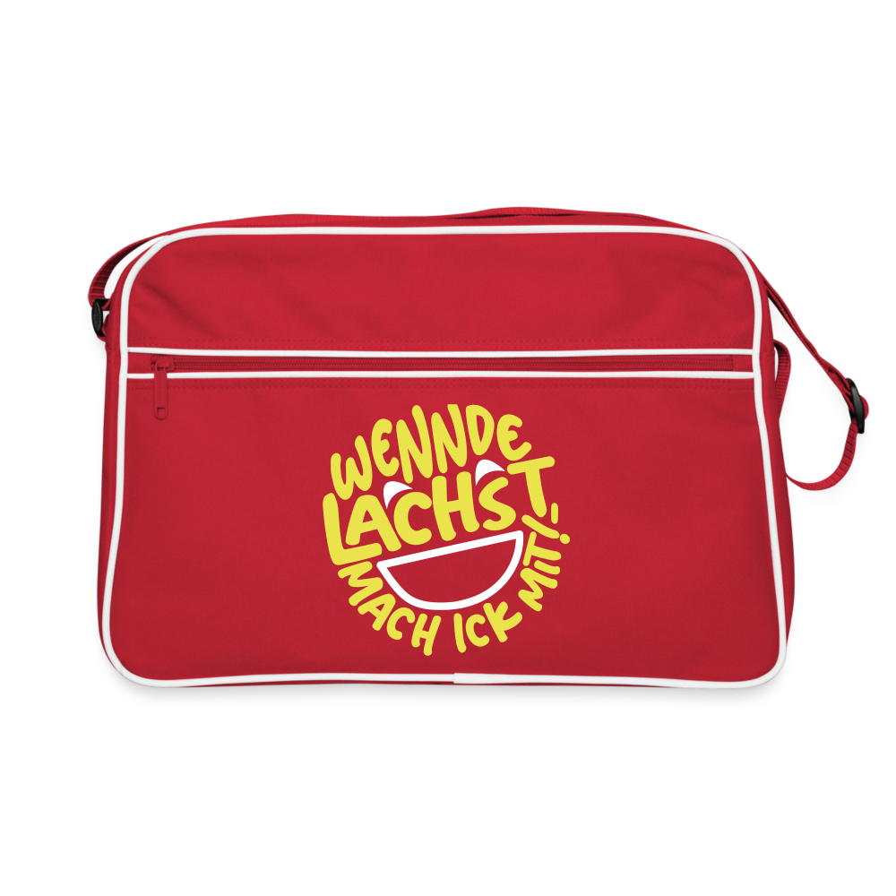 Wennde lachst, mach ick mit! - Retro Tasche - Rot/Weiß