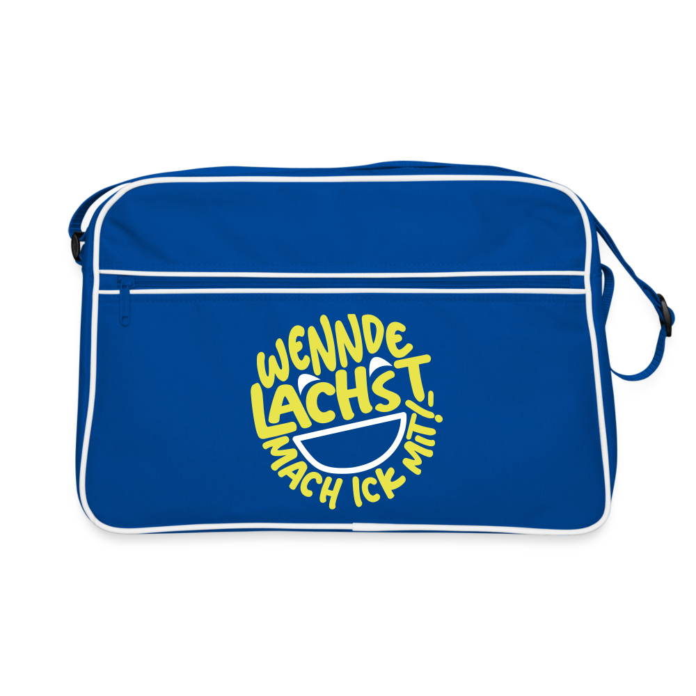 Wennde lachst, mach ick mit! - Retro Tasche - Blau/Weiß