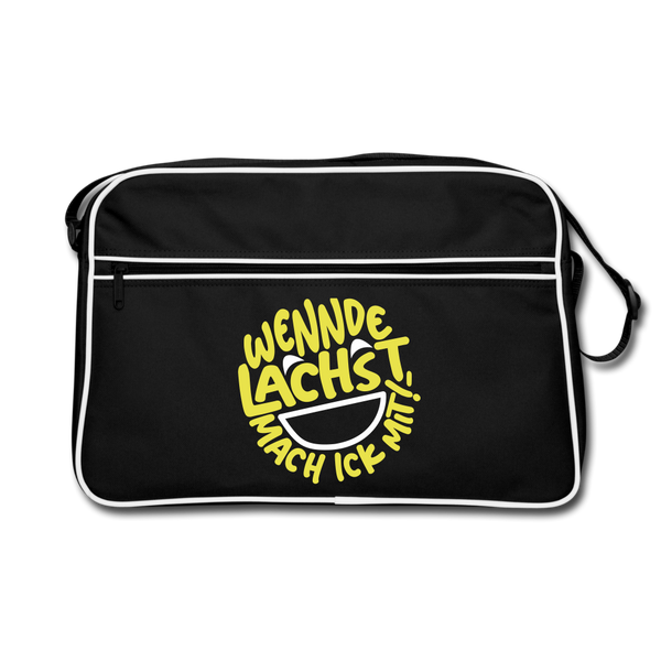 Wennde lachst, mach ick mit! - Retro Tasche - Schwarz/Weiß