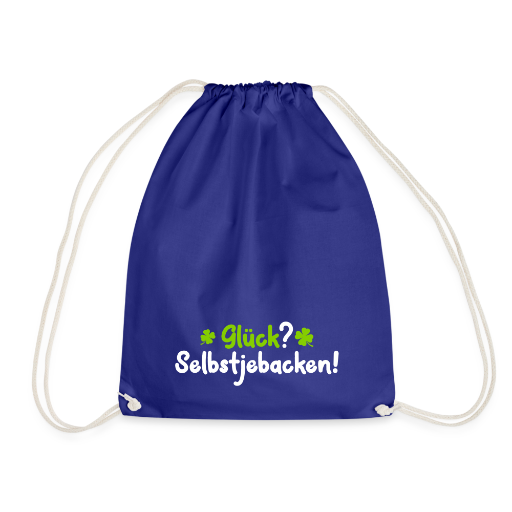 Glück? Selbstjebacken - Turnbeutel - Königsblau