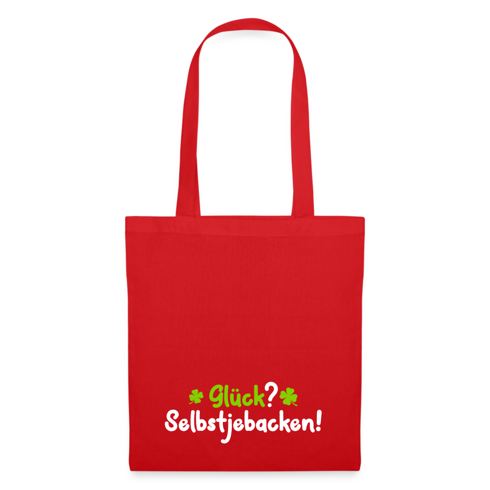 Glück? Selbstjebacken - Stoffbeutel - Rot