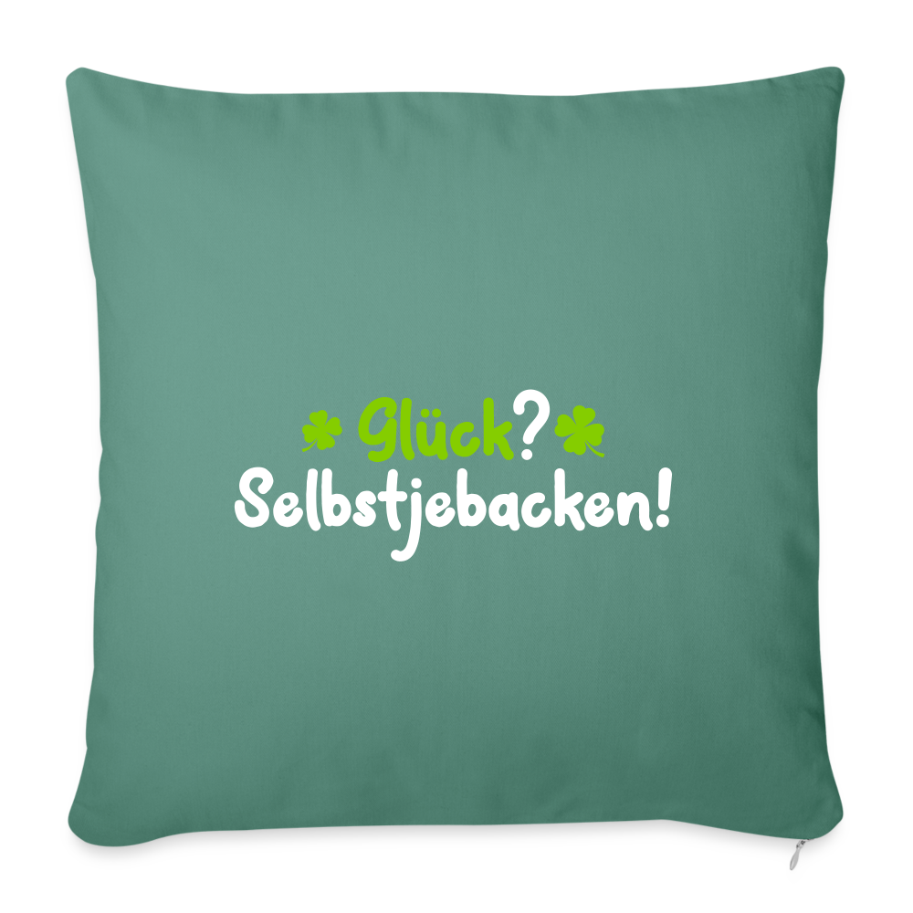 Glück? Selbstjebacken - Sofakissen mit Füllung (45 x 45 cm) - Tanngrün