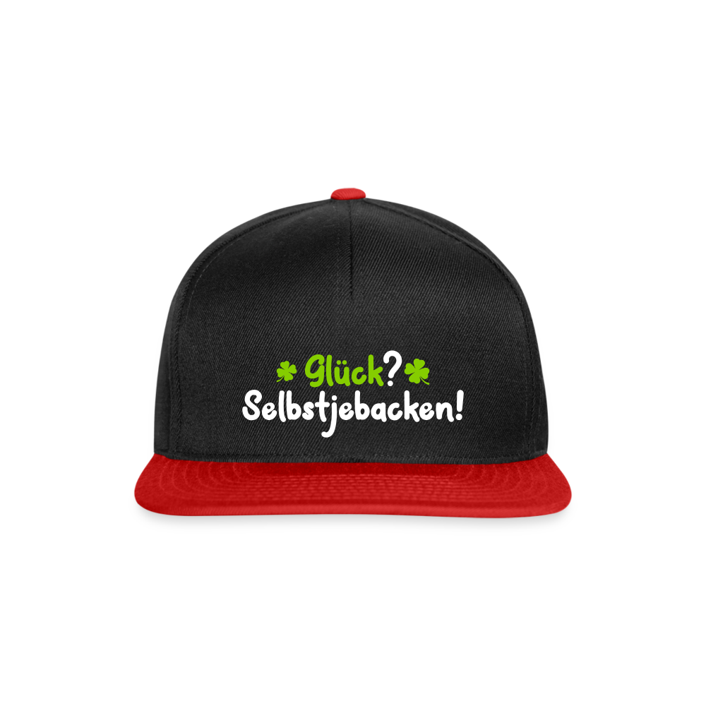 Glück? Selbstjebacken - Snapback Cap - Schwarz/Rot