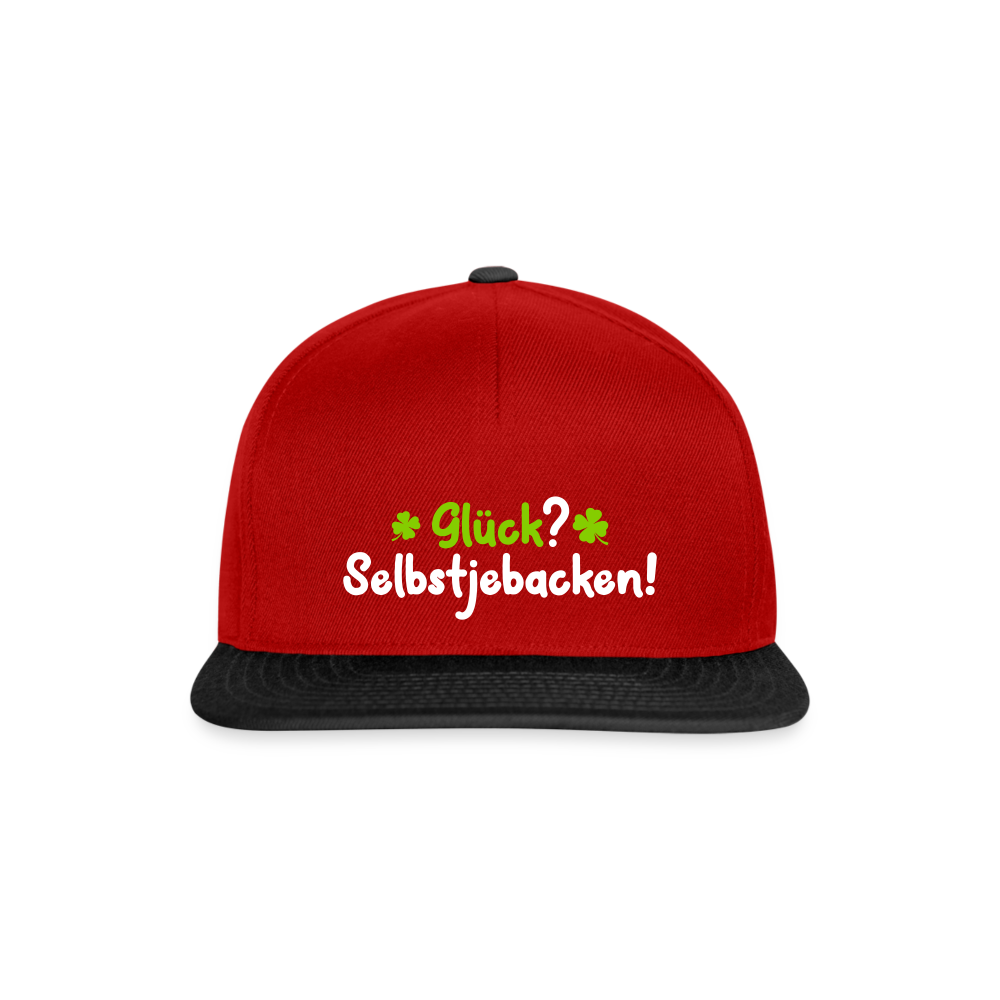 Glück? Selbstjebacken - Snapback Cap - Rot/Schwarz