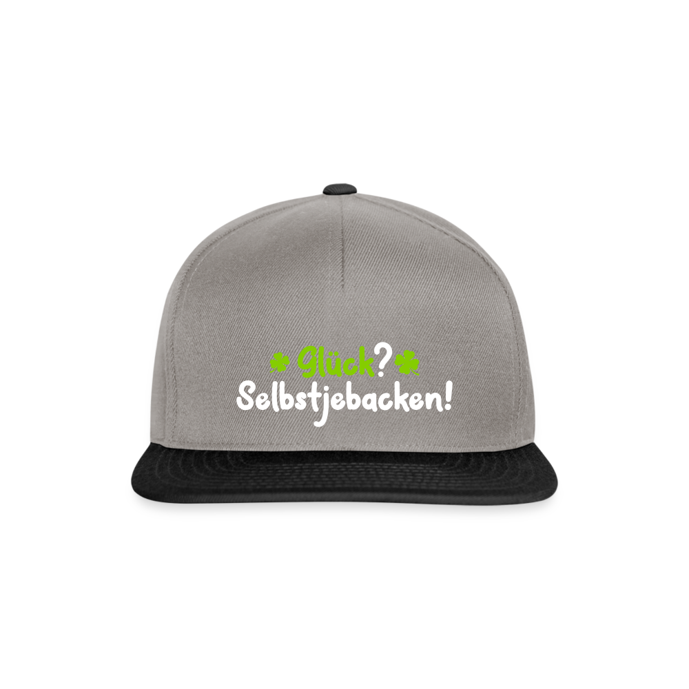 Glück? Selbstjebacken - Snapback Cap - Graphit/Schwarz