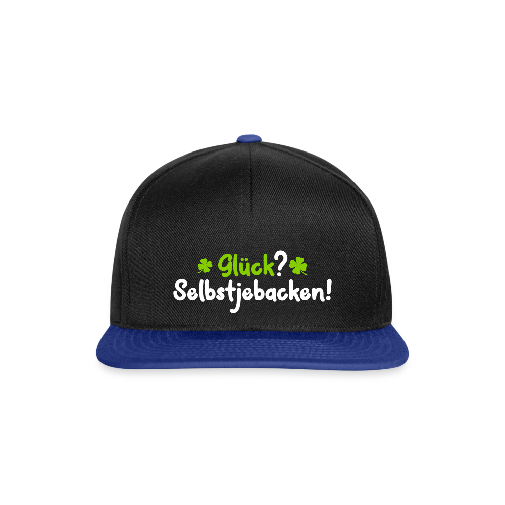 Glück? Selbstjebacken - Snapback Cap - Schwarz/Königsblau