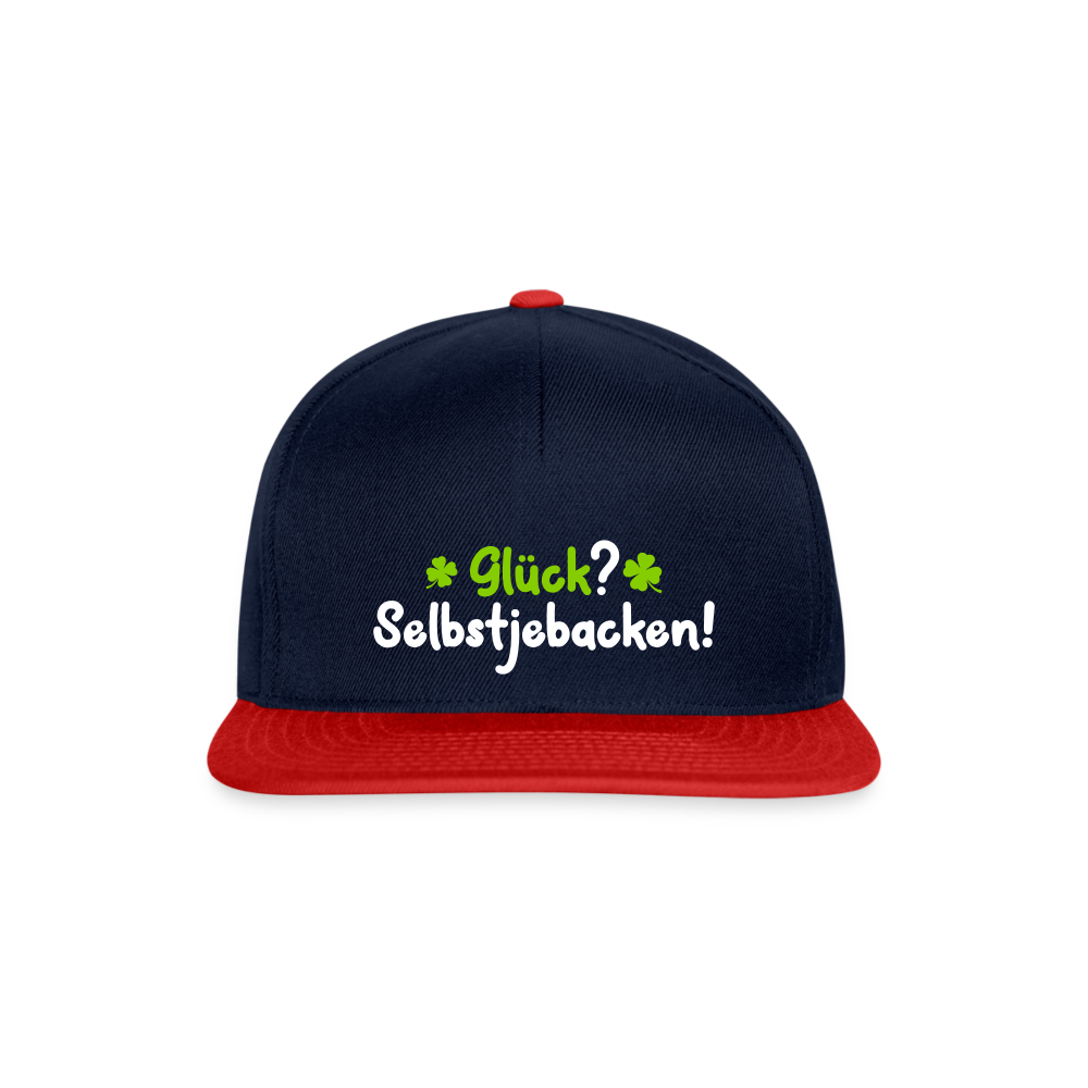 Glück? Selbstjebacken - Snapback Cap - Navy/Rot