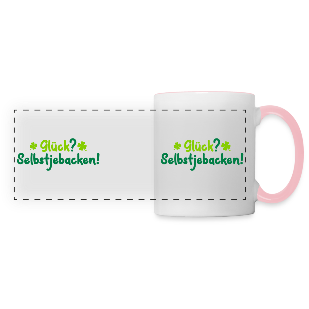 Glück? Selbstjebacken - Tasse zweifarbig - Weiß/Pink
