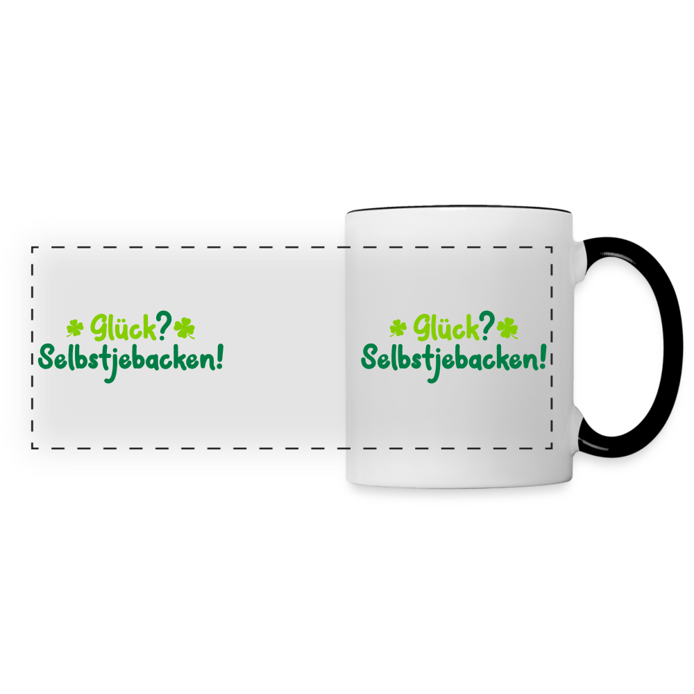 Glück? Selbstjebacken - Tasse zweifarbig - Weiß/Schwarz