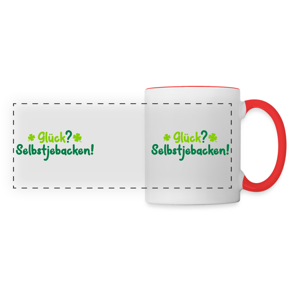 Glück? Selbstjebacken - Tasse zweifarbig - Weiß/Rot