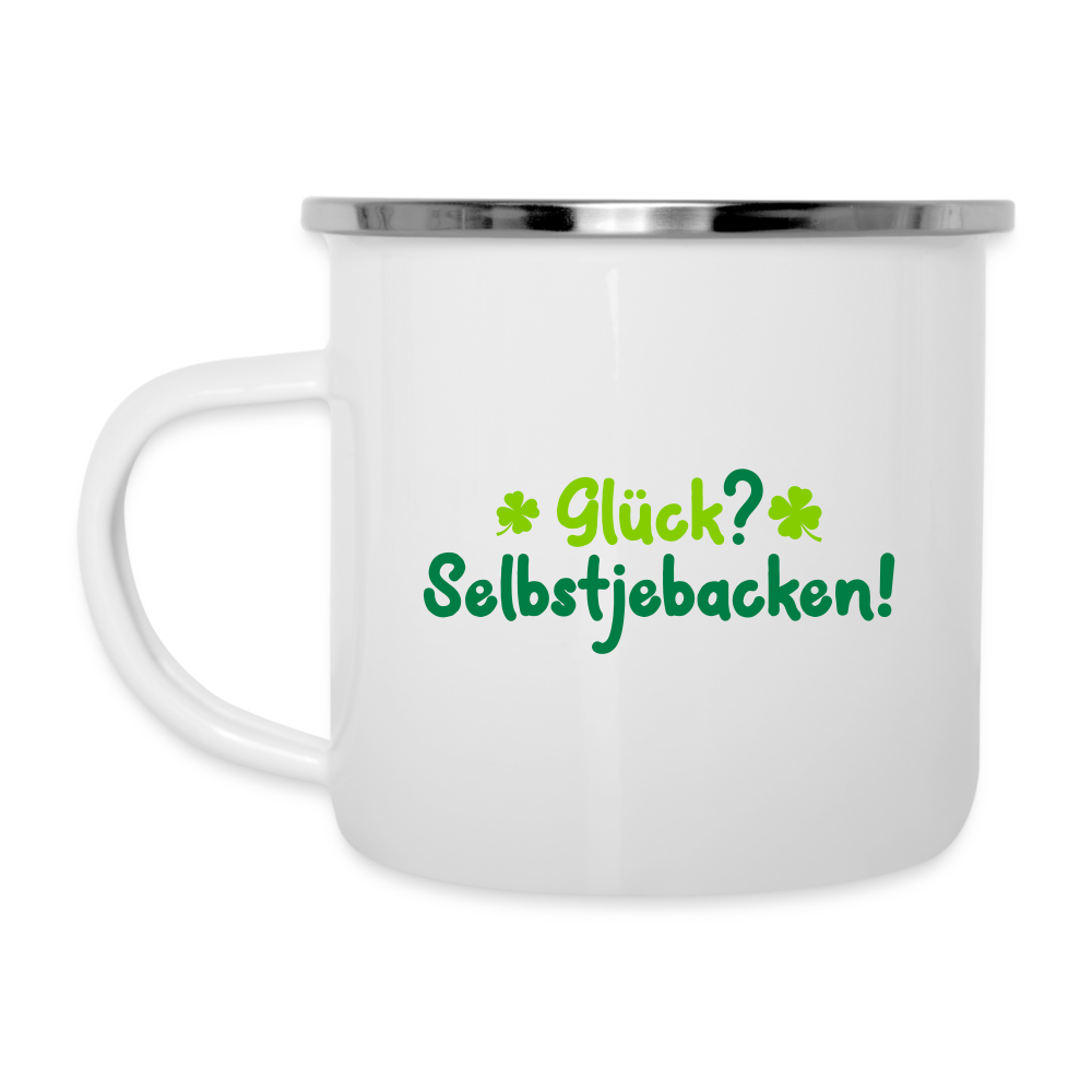 Glück? Selbstjebacken - Emaille Tasse