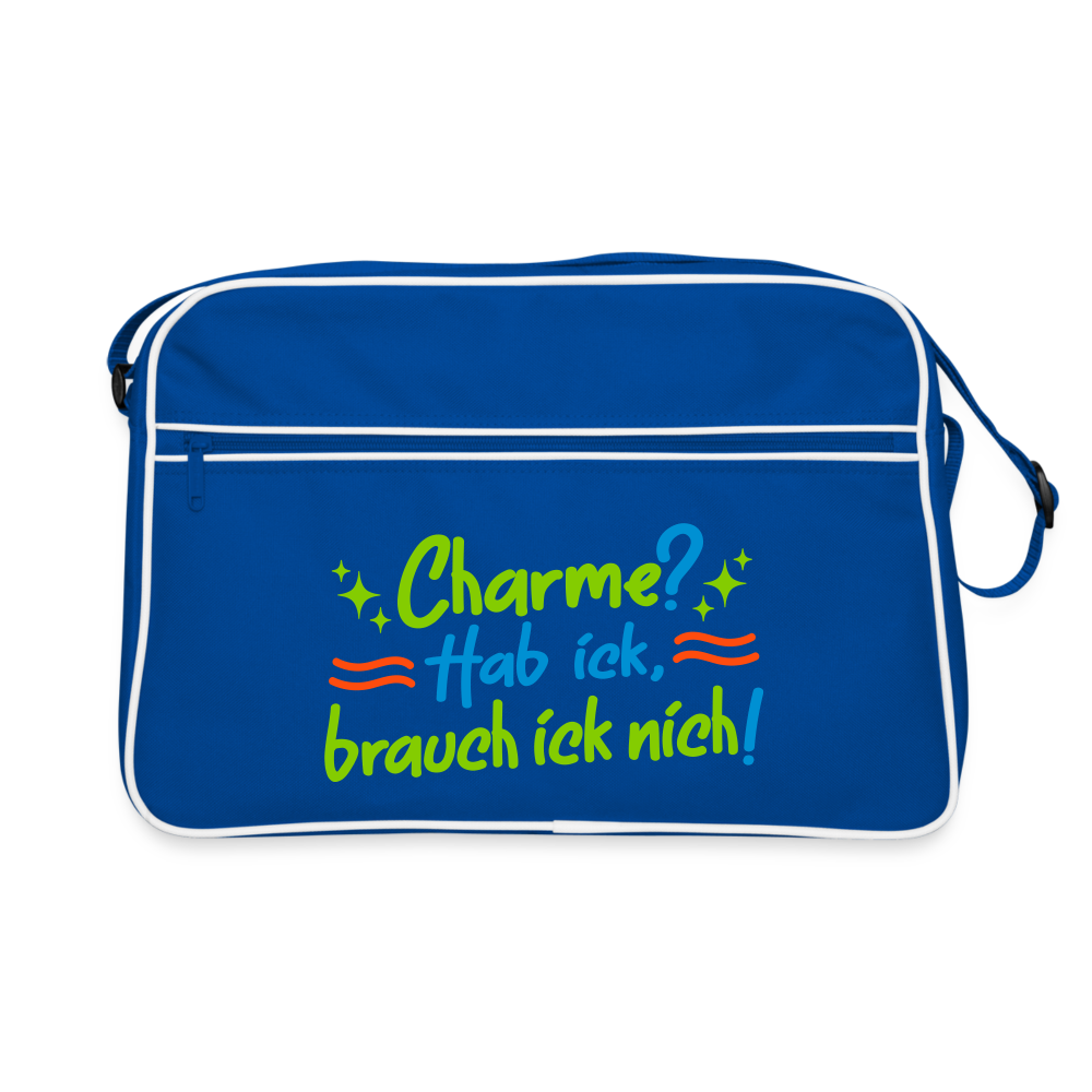 Charme? Hab ick, brauch ick nich! - Retro Tasche - Blau/Weiß
