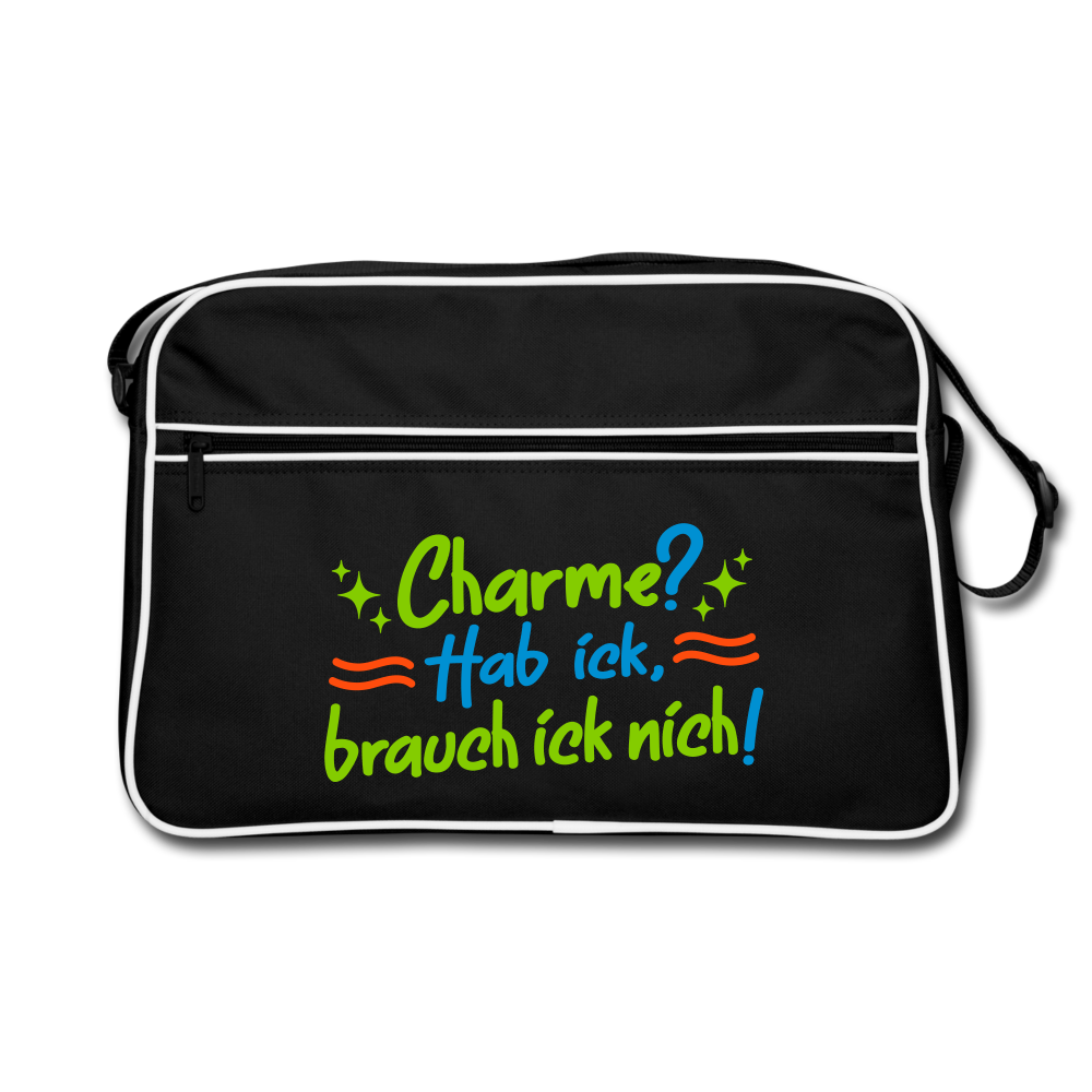 Charme? Hab ick, brauch ick nich! - Retro Tasche - Schwarz/Weiß