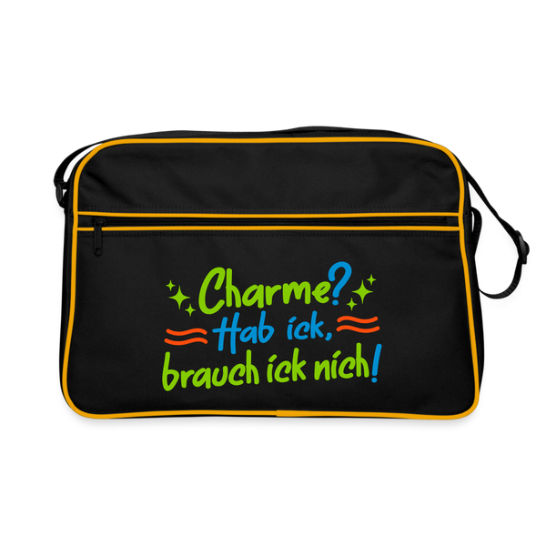 Charme? Hab ick, brauch ick nich! - Retro Tasche - Schwarz/Gold