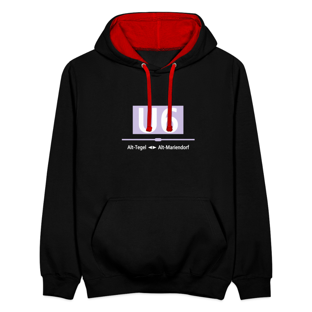 U6 - Kontrast Hoodie - Schwarz/Rot
