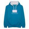 U6 - Kontrast Hoodie - Pfauenblau/Grau meliert