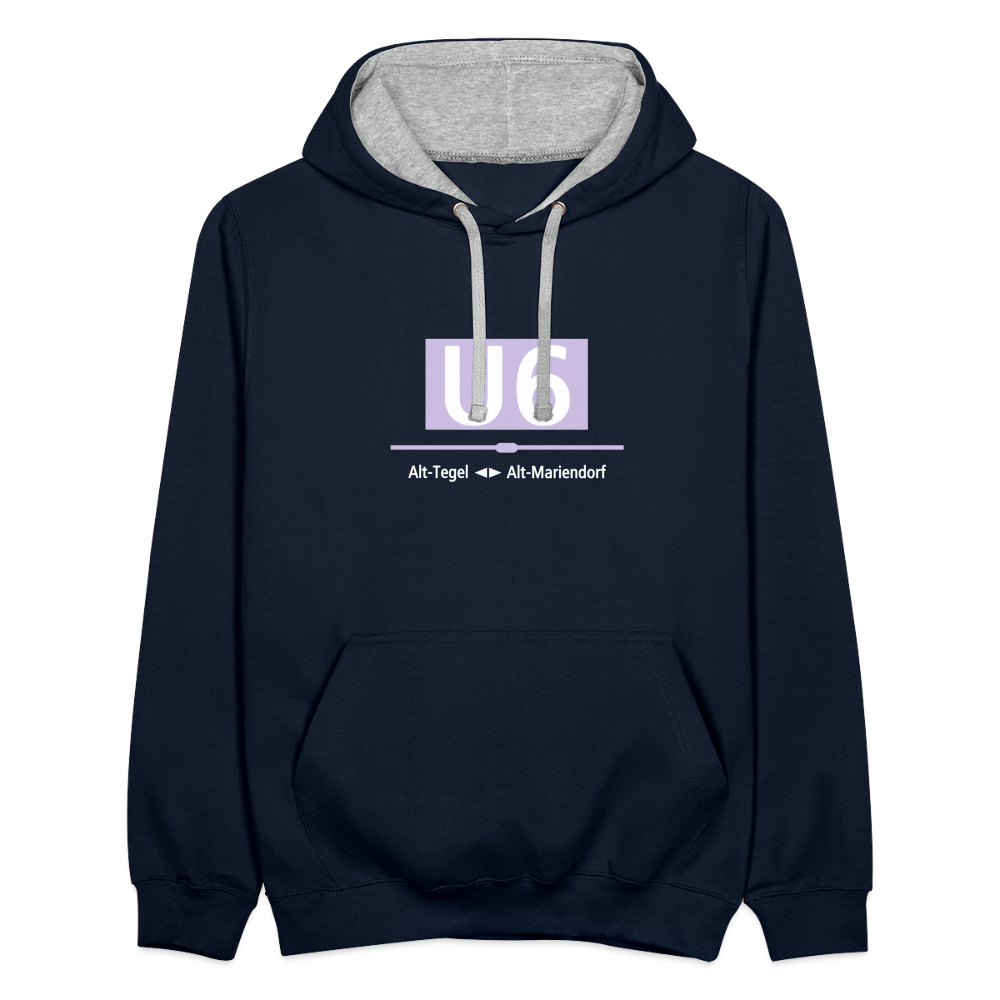U6 - Kontrast Hoodie - Navy/Grau meliert