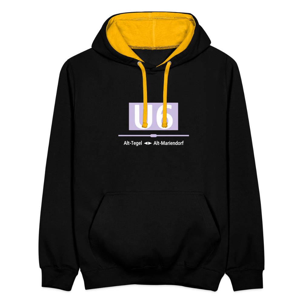 U6 - Kontrast Hoodie - Schwarz/Gold