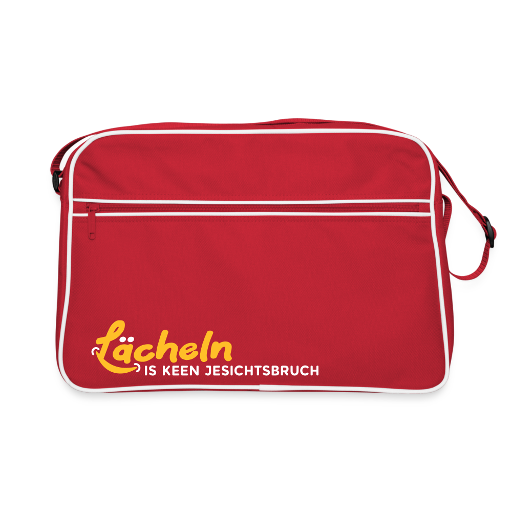 Lächeln is keen Jesichtsbruch - Retro Tasche - Rot/Weiß