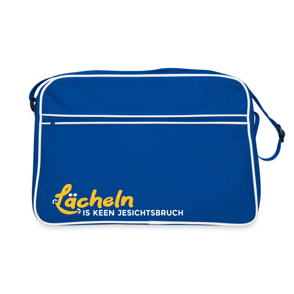 Lächeln is keen Jesichtsbruch - Retro Tasche - Blau/Weiß