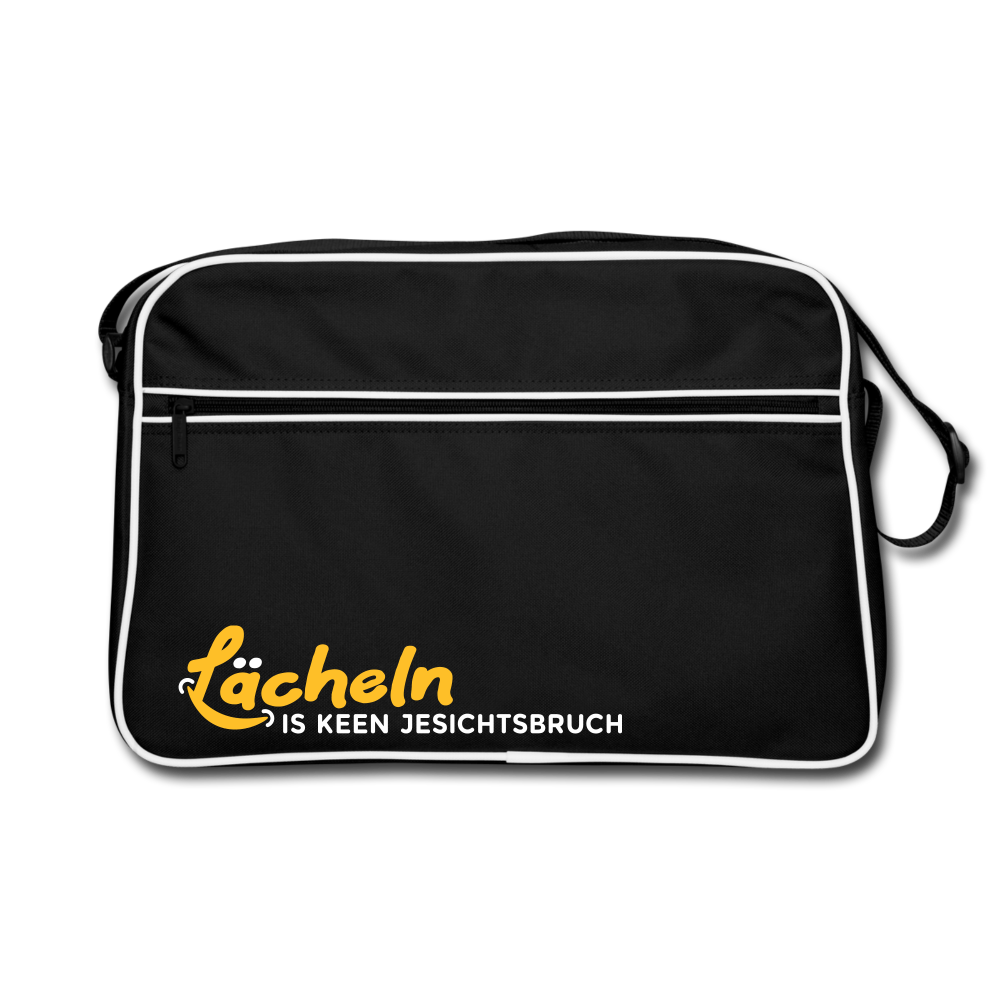 Lächeln is keen Jesichtsbruch - Retro Tasche - Schwarz/Weiß