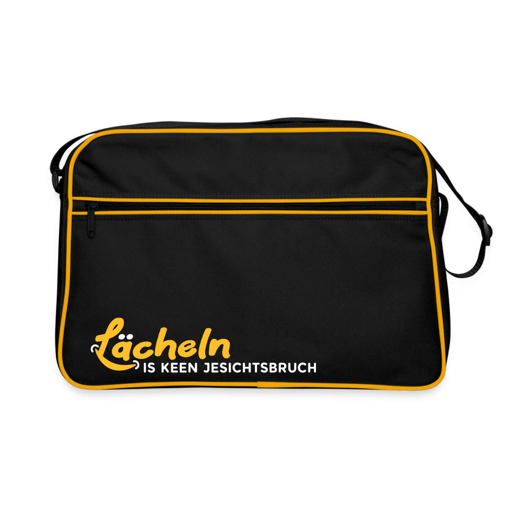 Lächeln is keen Jesichtsbruch - Retro Tasche - Schwarz/Gold