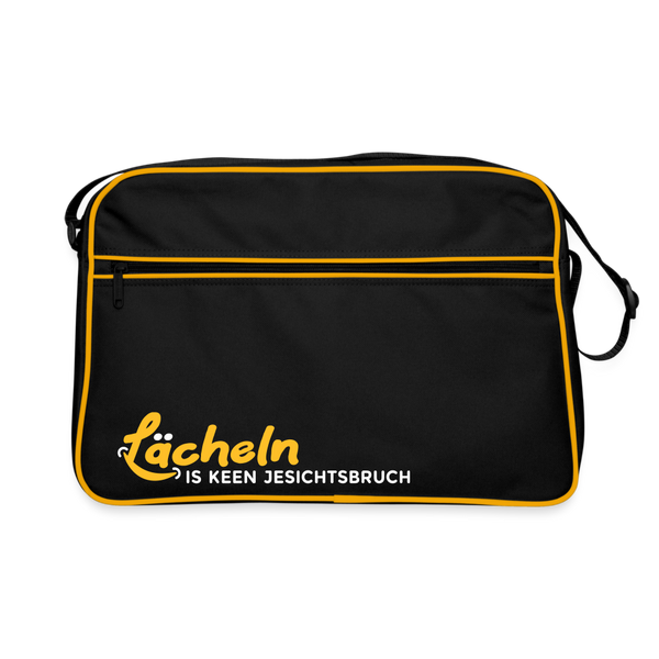 Lächeln is keen Jesichtsbruch - Retro Tasche - Schwarz/Gold