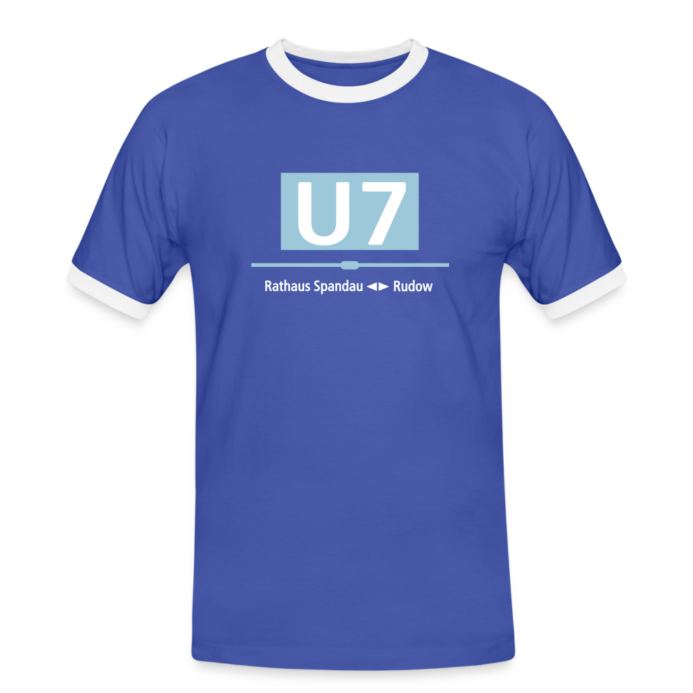 U7 - Männer Ringer T-Shirt - Blau/Weiß