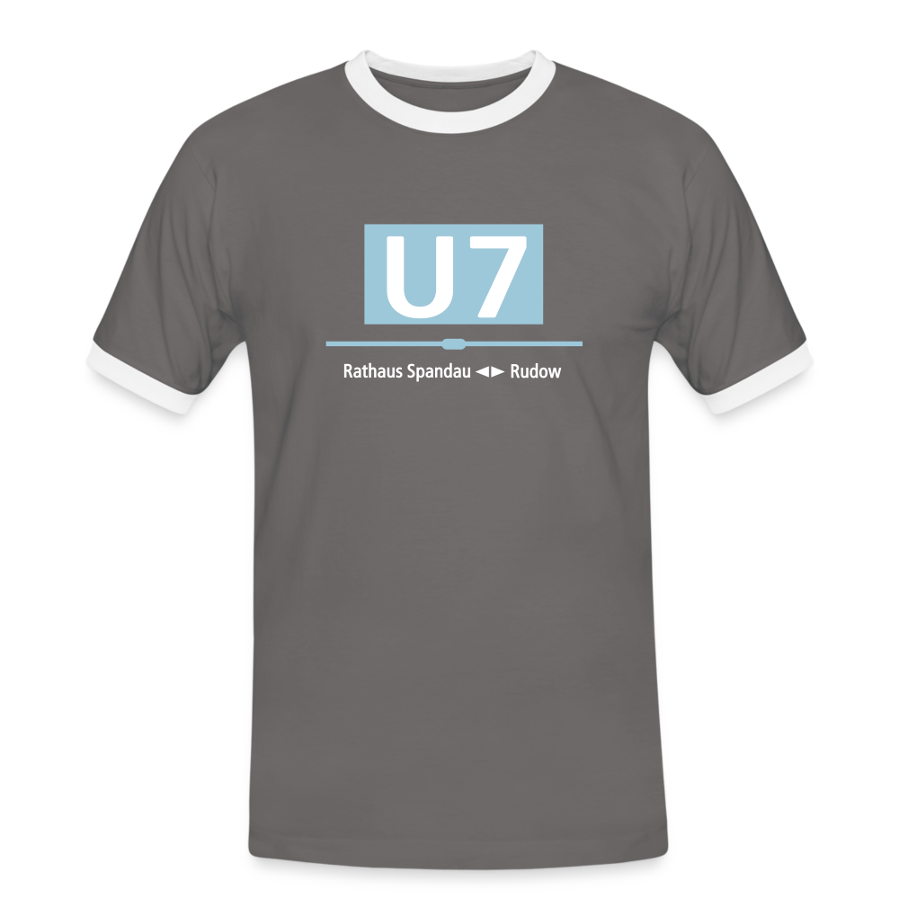 U7 - Männer Ringer T-Shirt - Dunkelgrau/Weiß