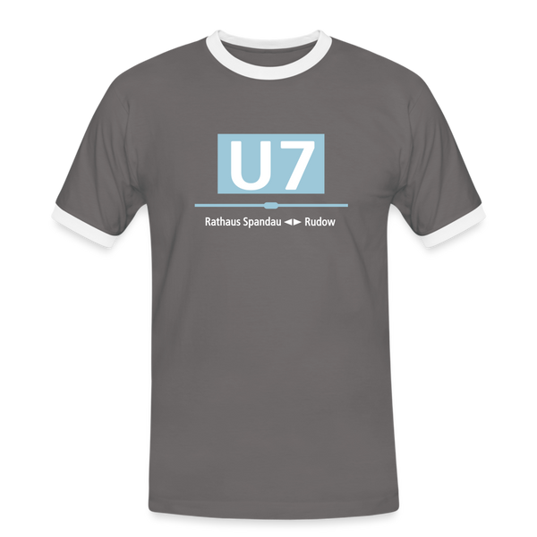 U7 - Männer Ringer T-Shirt - Dunkelgrau/Weiß