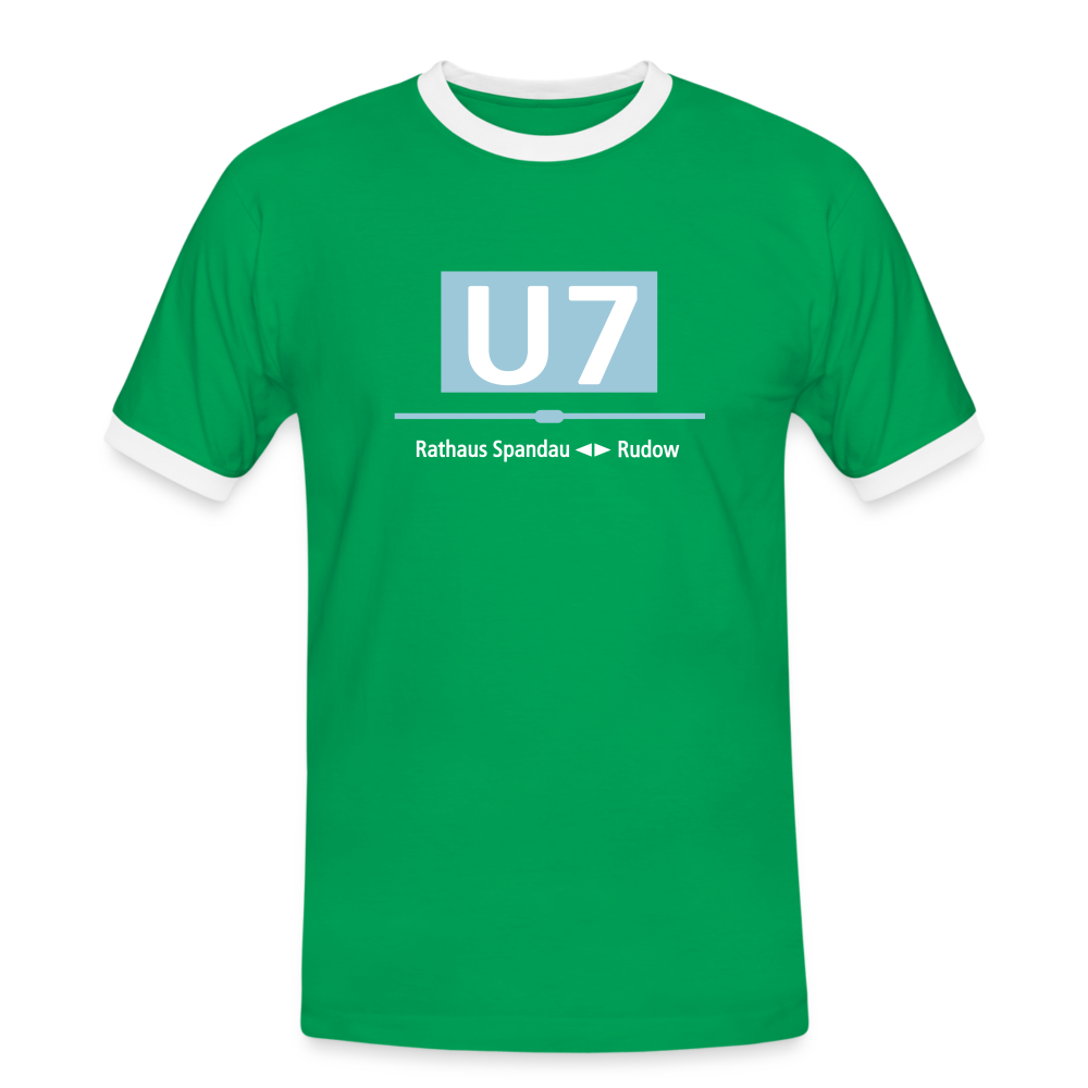 U7 - Männer Ringer T-Shirt - Kelly Green/Weiß
