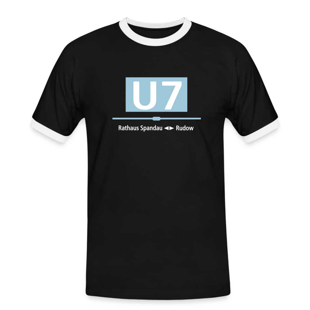U7 - Männer Ringer T-Shirt - Schwarz/Weiß