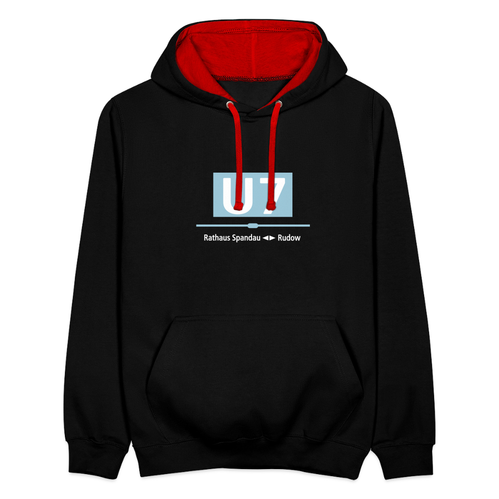 U7 - Kontrast Hoodie - Schwarz/Rot