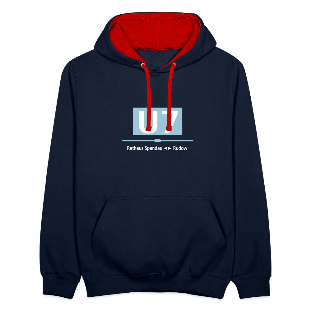 U7 - Kontrast Hoodie - Navy/Rot