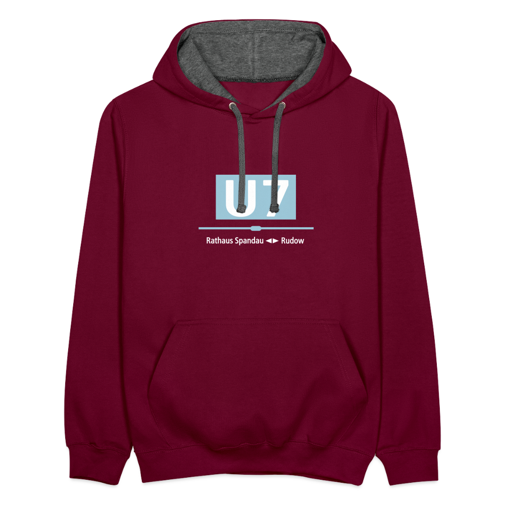 U7 - Kontrast Hoodie - Weinrot/Anthrazit