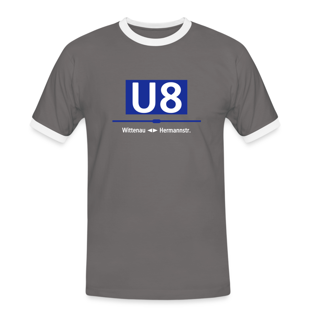 U8 - Männer Ringer T-Shirt - Dunkelgrau/Weiß