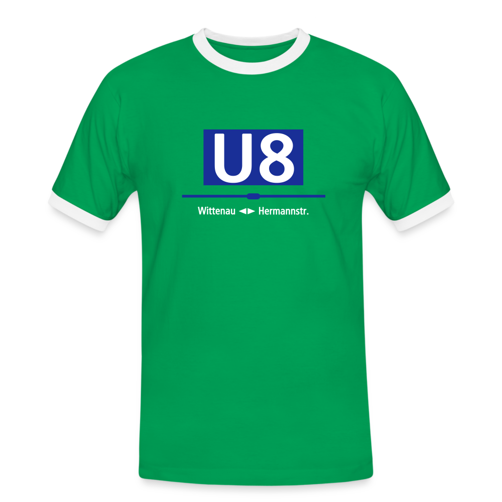 U8 - Männer Ringer T-Shirt - Kelly Green/Weiß